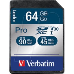 VERBATIM 47022 - Tarjeta de memoria SDXC 64GB, Verbatim Pro - U3