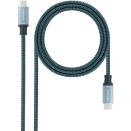 Nanocable Cable USB 3.2 Gen2x2 20Gbps 5A/100W 4K/60HZ USB-C M/M 2 M Gris/Negro