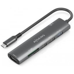 Aisens USB-C Dock 7 en 1, USB-C A, 1x HDMI, 2x USB-A USB2.0, 1x USB-A USB3.0, 1x USB-C PD 100W, 1x S