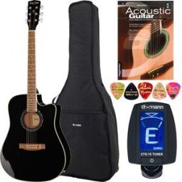 Harley Benton HBD120CEBK Bundle UK Negro de alto brillo