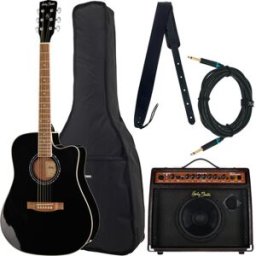 Harley Benton HBD120 CE BK Bundle Negro de alto brillo