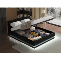 Habitat et jardin Cama con LED "Anastasia"- 160 x 200 cm - Negro