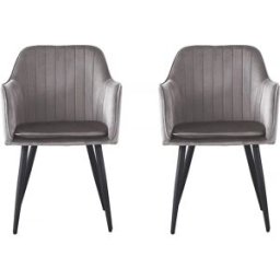 Habitat et jardin Juego de 2 sillas de terciopelo con reposabrazos "Velma" - Gris