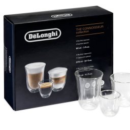 De'Longhi La colección "connoisseur", juego de 2 vasos de doble pared espresso, 2 cappuccino, 2 lattemacchiato DLSC302