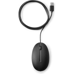 Ratón HP con cable 1000 DPI ambidiestro ergonómico USB óptico Negro