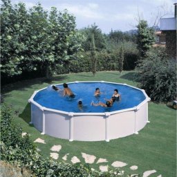 Kit de piscina GRE Atlantis KITPR358 Redonda Acero Liner Azul Filtro Arena