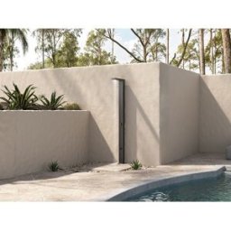 Unique Ducha solar exterior con lavapiés - Depósito de 30 L - Inox - Negro mate - A 224 cm - SOLNARO