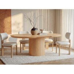 Unique Mesa de comedor extensible de 4 a 6 personas con chapado en roble - Color natural claro - MAYEZA