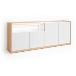 Skraut home Aparador efecto madera blanco y roble 207x37x80cm con led