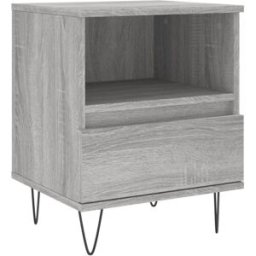 Prolenta Premium Mesita de noche madera de ingeniería gris 40 x 35 x 50 cm