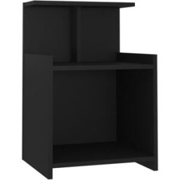 Prolenta Premium Mesita de noche madera de ingeniería negra 40 x 35 x 60 cm