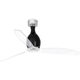 FARO BARCELONA Ventilador sin luz negro mate acero + cristal