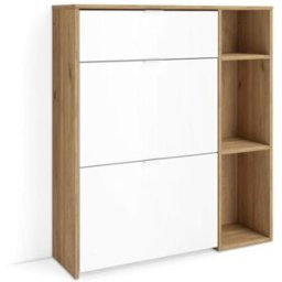 Skraut home Zapatero efecto madera roble y blanco 90x27x102cm