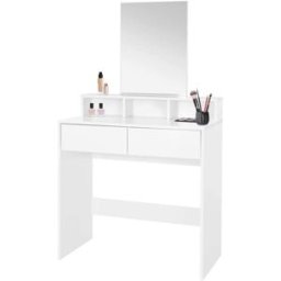 ML-Design Tocador con espejo, taburete, 2 cajones y 3 compartimentos 80x40x140cm