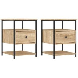 Prolenta Premium Mesitas de noche madera de sonoma beige marrón 40 x 42 x 56 cm
