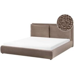 Beliani Cama de agua bouclé 180 x 200 cm marrón