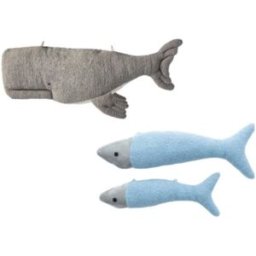 Crochetts Pack peluches pared beluga gris y mini peces azul claro