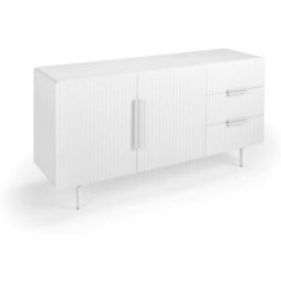 Pondecor Aparador diseño blanco mate 2 puertas 3 cajones. 152×42×75H