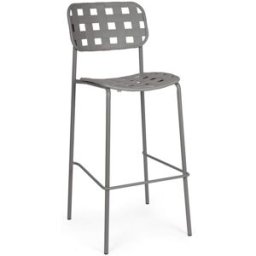 Bizzotto Juego de 2 taburetes de acero y polipropileno gris