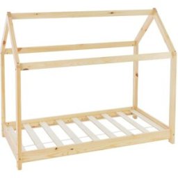 ML-Design Cama infantil casa 80x160cm color natural con listones madera pino