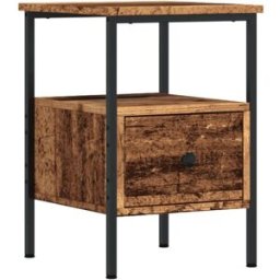 Prolenta Premium Mesita de noche madera de ingeniería cuero marrón 34 x 36 x 50 cm