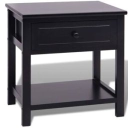 Prolenta Premium Mesita de noche negra 40 x 29 x 42 cm