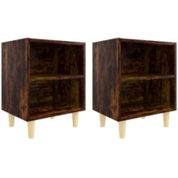 Prolenta Premium Mesitas de noche roble ahumado castaño marrón 40 x 30 x 50 cm