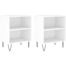 Prolenta Premium Mesitas de noche madera de ingeniería blanco 40 x 30 x 50 cm