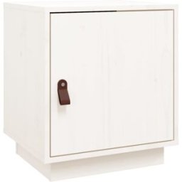 Prolenta Premium Mesita de noche madera de pino blanco 40 x 34 x 45 cm
