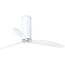 FARO BARCELONA Ventilador sin luz blanco brillo acero + cristal