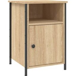 Prolenta Premium Mesita de noche madera de sonoma beige marrón 40 x 42 x 60 cm