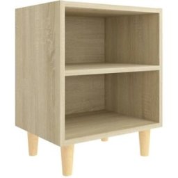 Prolenta Premium Mesita de noche beige marrón 40 x 30 x 50 cm