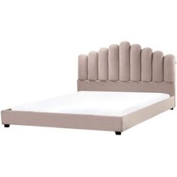 Beliani Cama de agua terciopelo 180 x 200 cm gris pardo