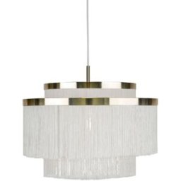 Globen Lighting Lámpara de techo en textil metal blanco y latón dorado diám:52cm