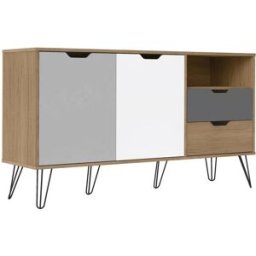 Pondecor Aparador de diseño multicolor 2 puertas y 2 cajones. 140 × 39 × 76,5H