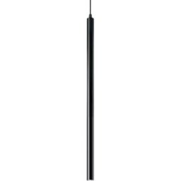 Ideal Lux Pequeña lámpara colgante led de metal negro, sección redonda