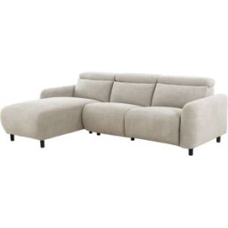 Loft24 Sofá relax manual 3 plazas chaise izq. En pana crema