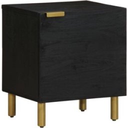 Prolenta Premium Mesita de noche negra 40 x 33 x 46 cm