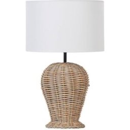 Beliani Lámpara de mesa ratán natural