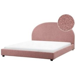 Beliani Cama de agua bouclé 180 x 200 cm rosa pastel