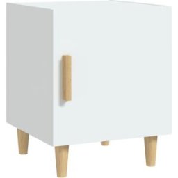 Prolenta Premium Mesita de noche madera de ingeniería blanco 40 x 40 x 50 cm