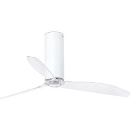 FARO BARCELONA Ventilador sin luz blanco mate acero + cristal