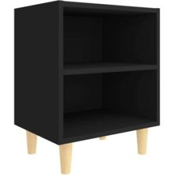 Prolenta Premium Mesita de noche negra 40 x 30 x 50 cm