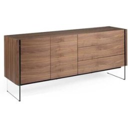 Pondecor Aparador diseño en chapa de madera natural nogal. 180×49×77H