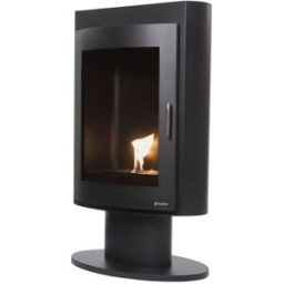 Purline Estufa de etanol en acero negro con puerta de cristal templado