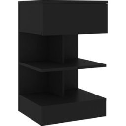 Prolenta Premium Mesita de noche madera de ingeniería negra 40 x 35 x 65 cm
