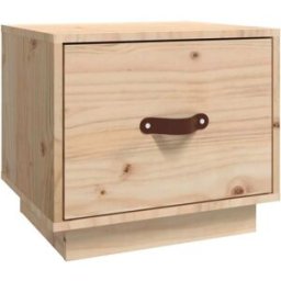 Prolenta Premium Mesita de noche madera de pino greige marrón 40 x 34 x 35 cm