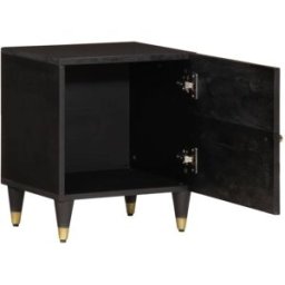 Prolenta Premium Mesita de noche negra 40 x 33 x 46 cm