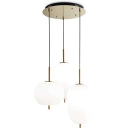 Ideal Lux Lámpara colgante de metal dorado con elementos de vidrio soplado
