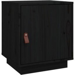 Prolenta Premium Mesita de noche madera de pino negra 40 x 34 x 45 cm